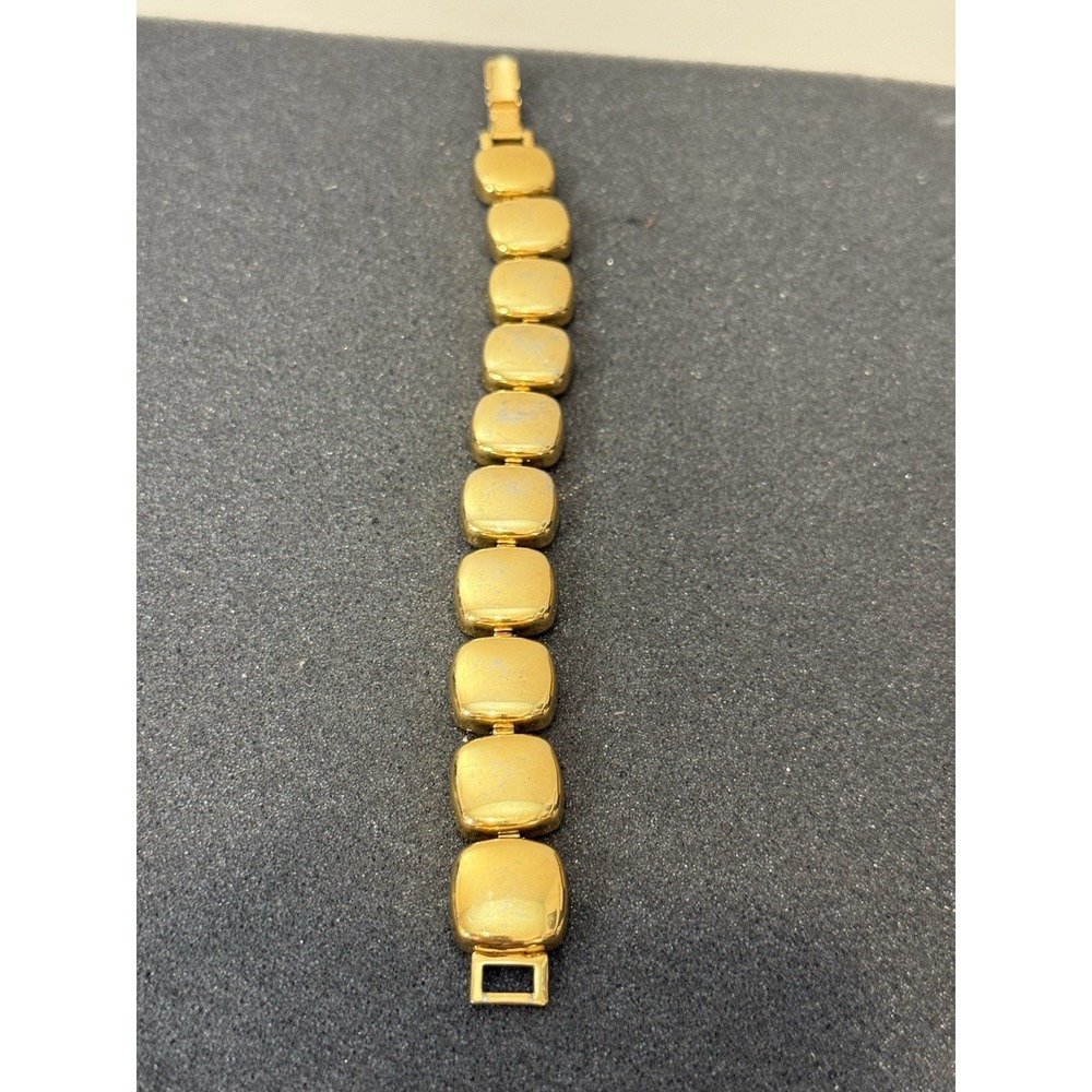 Vintage‎ Napier Gold Tone Link Bracelet 8" Designer Statement Clasp Chunky